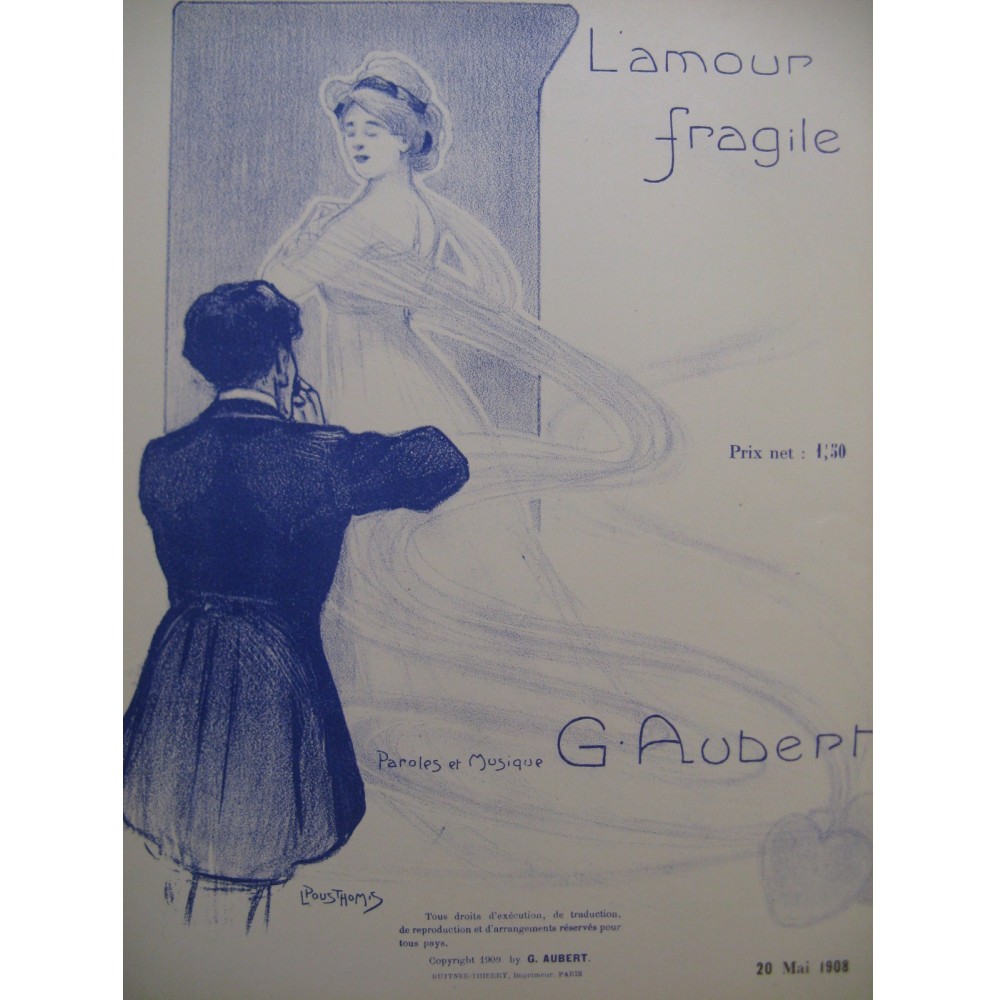 AUBERT Gaston L'amour fragile Chant piano 1909