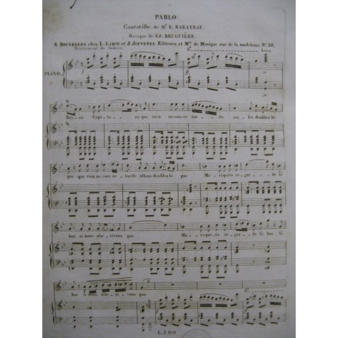 BRUGUIERE Edouard Pablo Chant Piano ca1830
