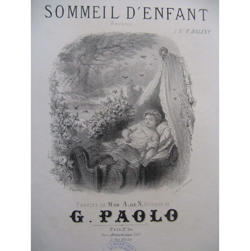 PAOLO G. Sommeil d'enfant Chant Piano ca1850