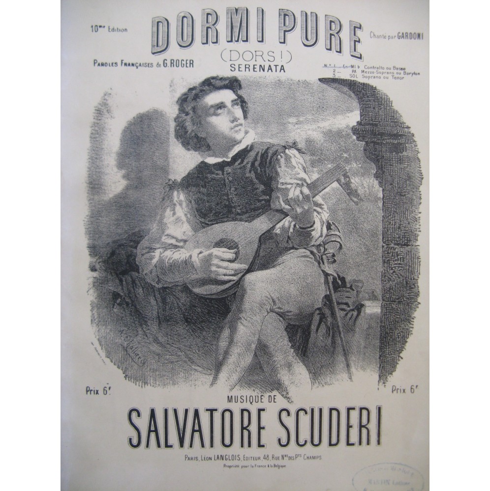 SCUDERI Salvatore Dormi Pure Chant Piano XIXe siècle