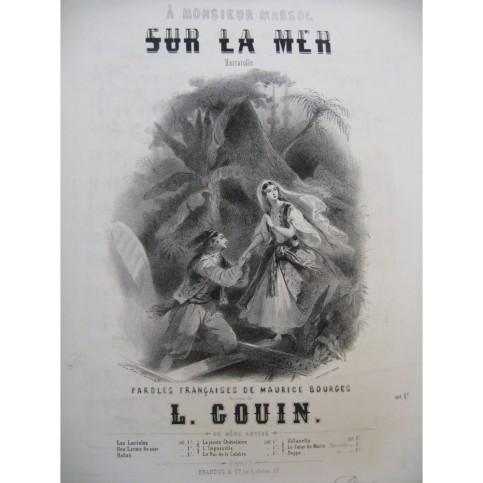 GOUIN L. Sur la Mer Chant Piano  ca1850