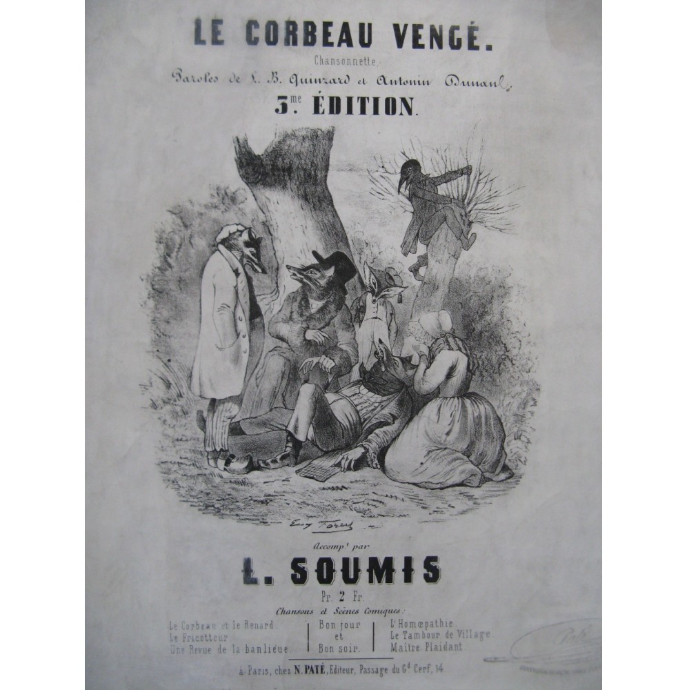 SOUMIS L. Le Corbeau Vengé Chant Piano ca1850