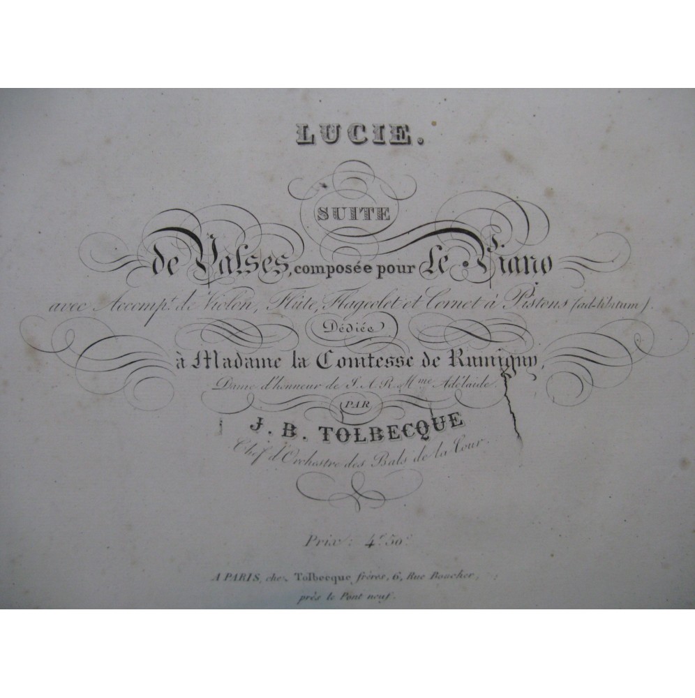 TOLBECQUE J. B. Lucie Piano ca1850