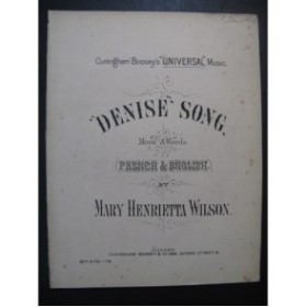 WILSON Mary Henrietta Denise Song Chant Piano XIXe siècle