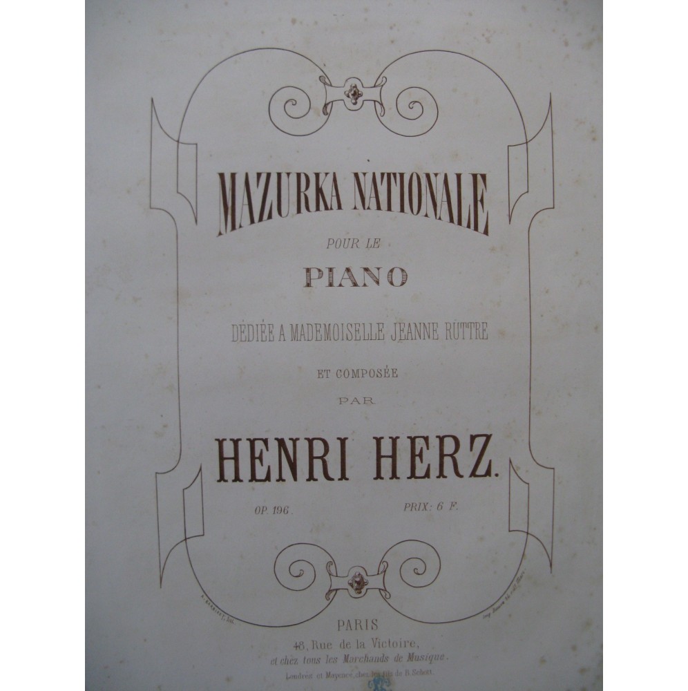 HERZ Henri Mazurka Nationale Piano ca1850