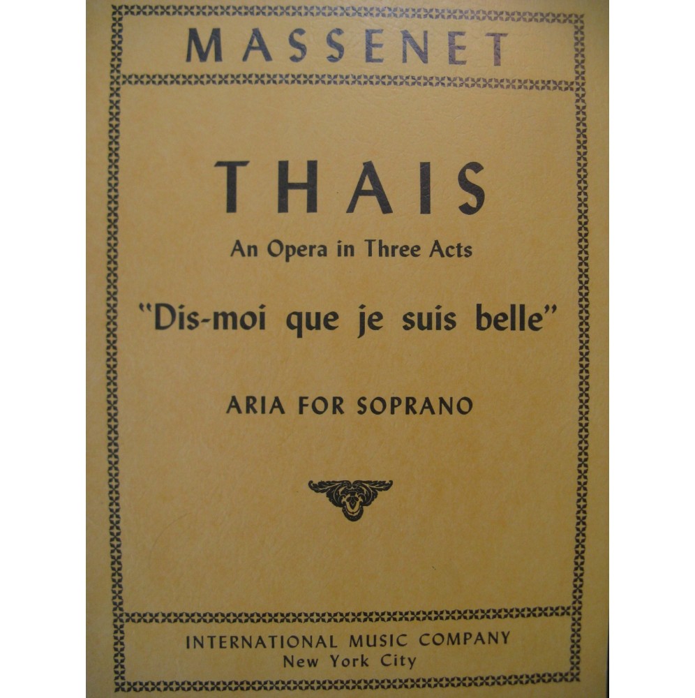 MASSENET Jules Thais Dis-moi que je suis belle Chant Piano 1952