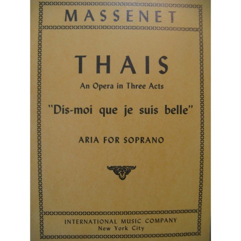 MASSENET Jules Thais Dis-moi que je suis belle Chant Piano 1952