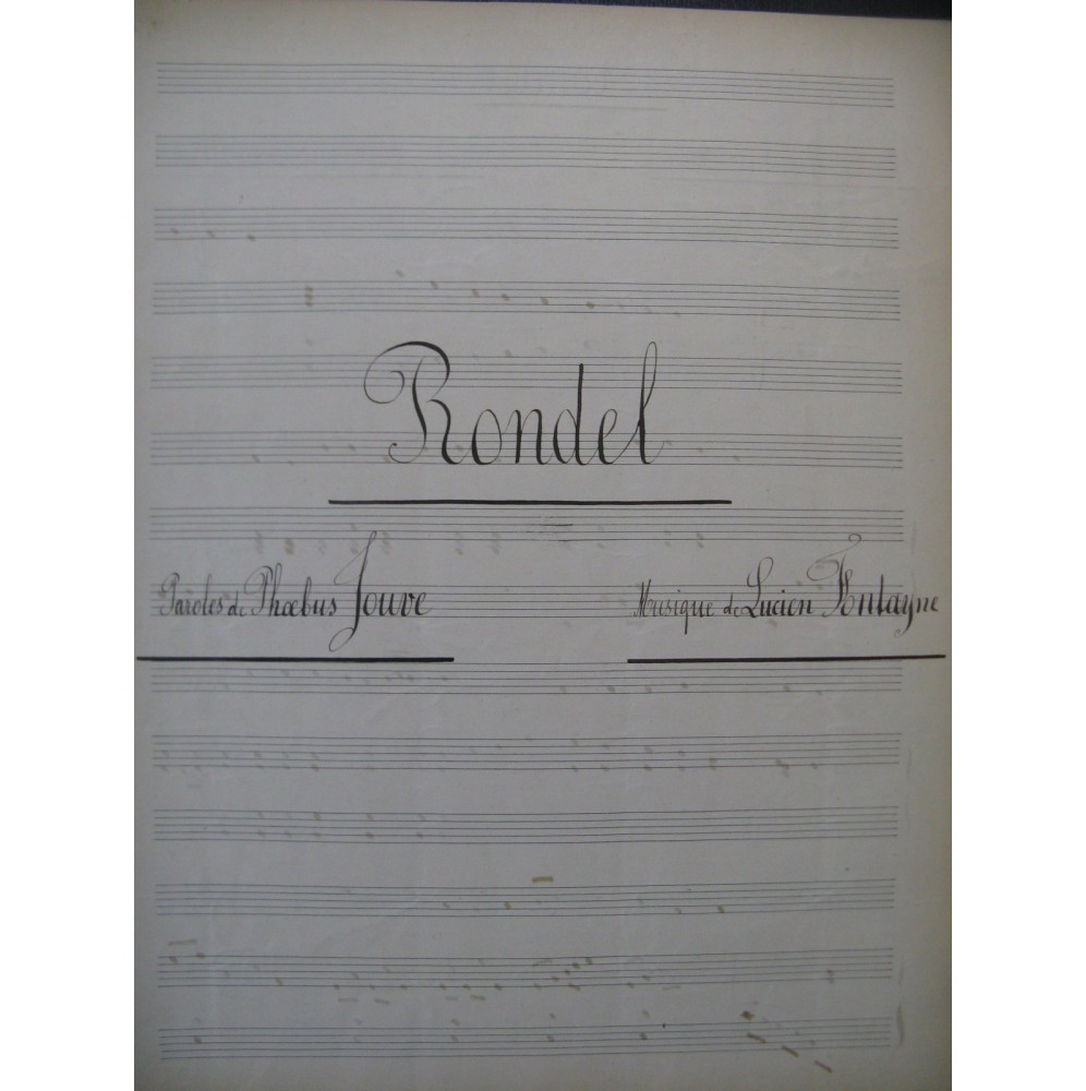 FONTAYNE Lucien Rondel Manuscrit Chant Piano