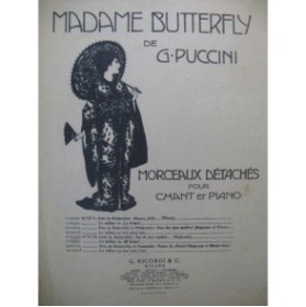 PUCCINI Giacomo Madame Butterfly Solo Chant Piano 1945