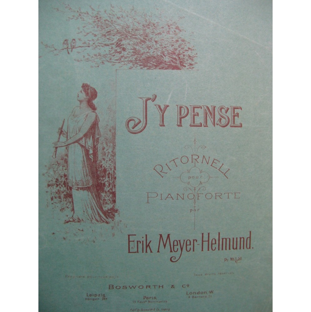 MEYER-HELMUND Erik J'y Pense Piano 1895