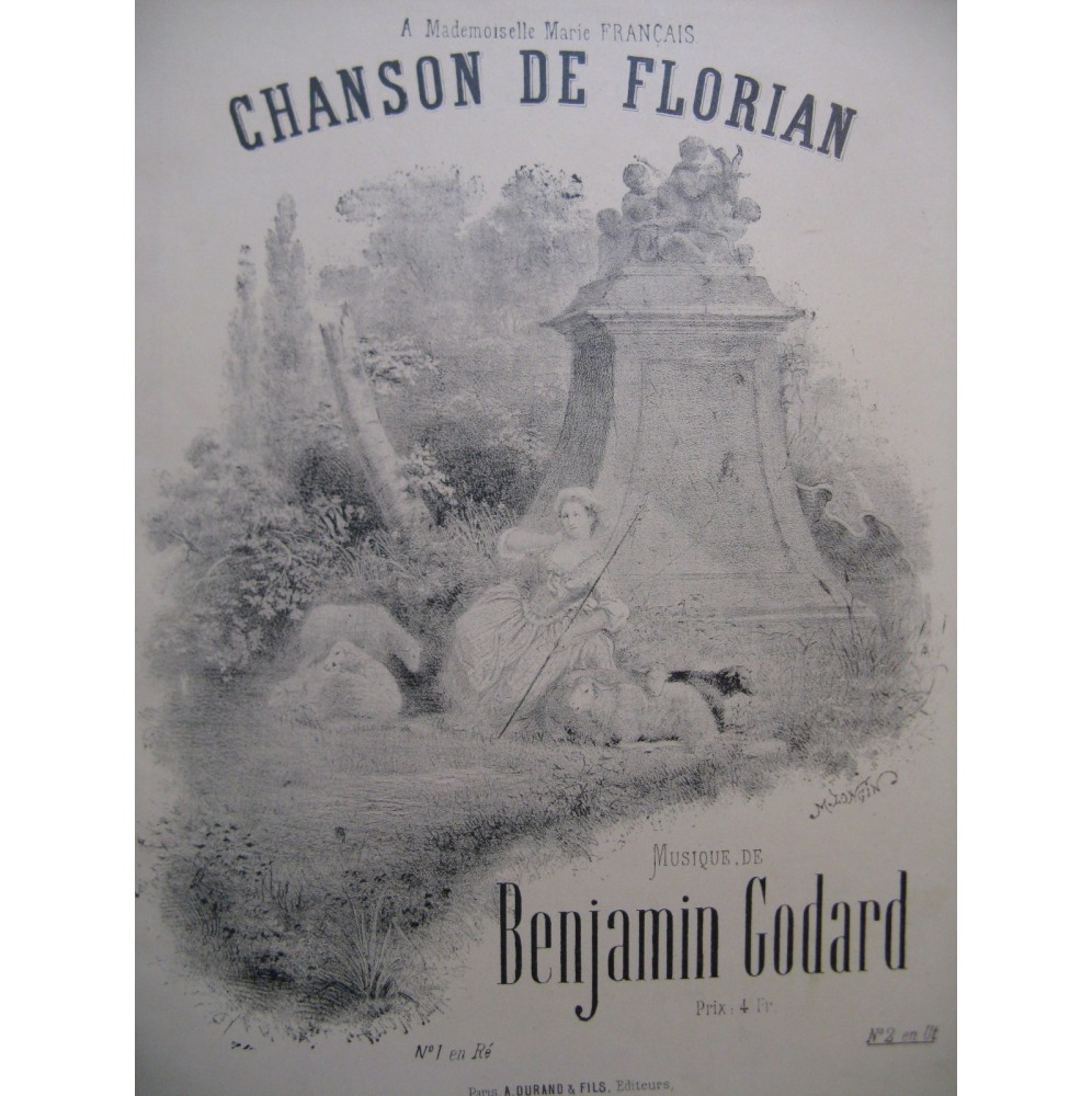 GODARD Benjamin Chanson de Florian Chant Piano ca1890