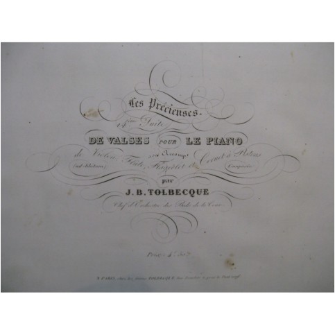 TOLBECQUE J. B. Les Précieuses Piano ca1850