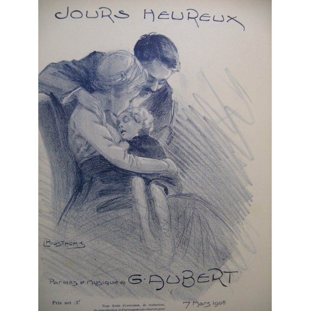 AUBERT Gaston Jours Heureux Piano Chant 1910