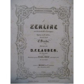 AUBER D. F. E. Zerline Opéra Chant Piano ca1851