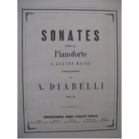 DIABELLI Anton Sonate No 4 pour Piano 4 mains XIXe