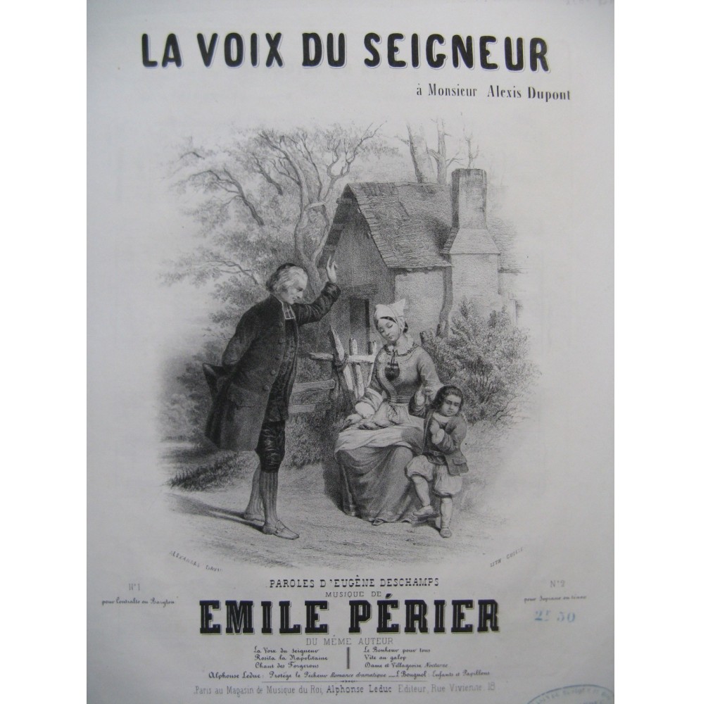 PÉRIER Émile La Voix du Seigneur Chant Piano  ca1848
