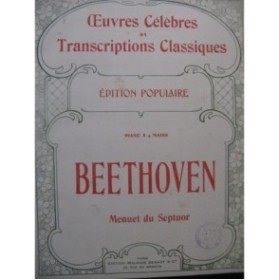 BEETHOVEN Menuet du Septuor Piano 4 mains ca1920