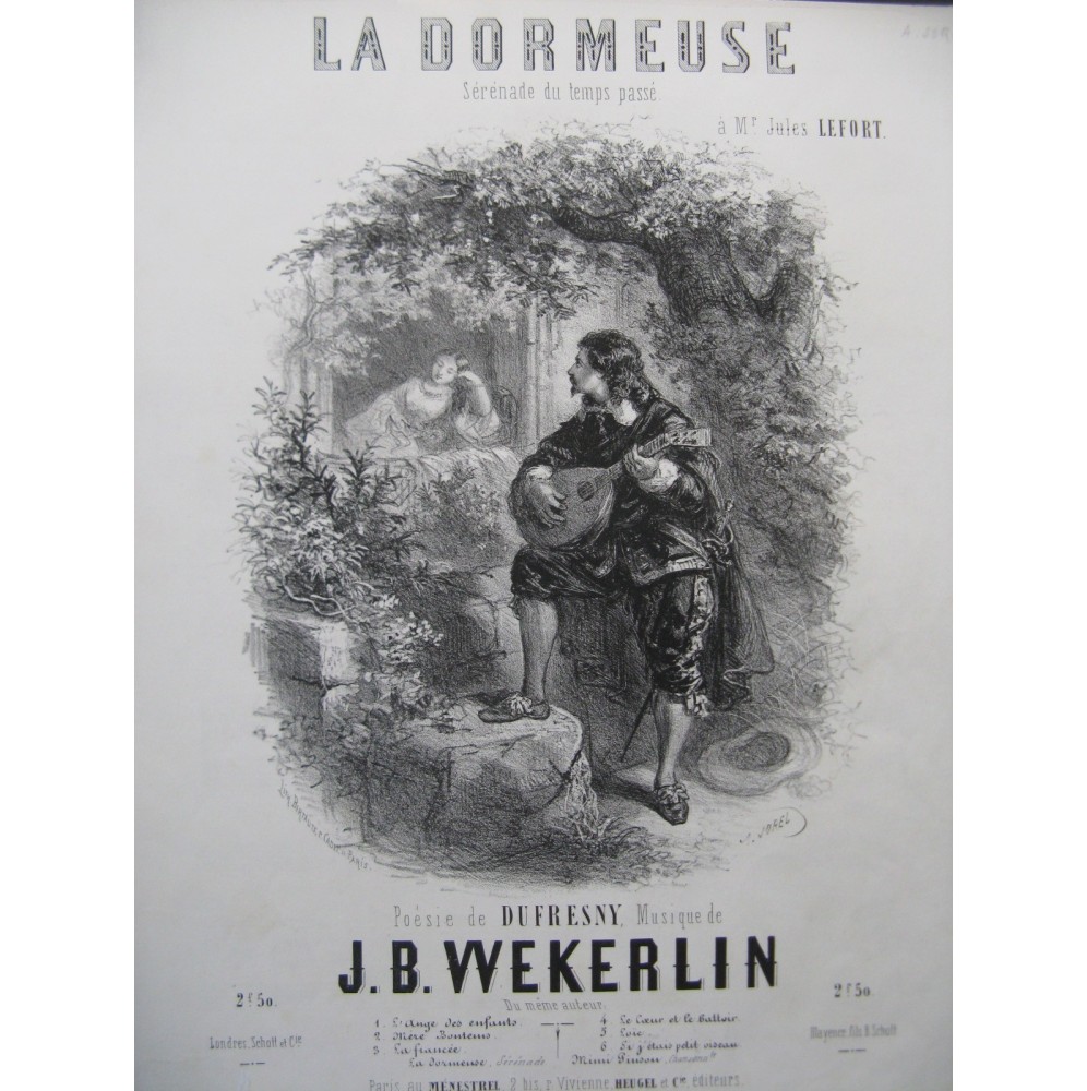 WEKERLIN Jean Baptiste La Dormeuse Chant Piano ca1850