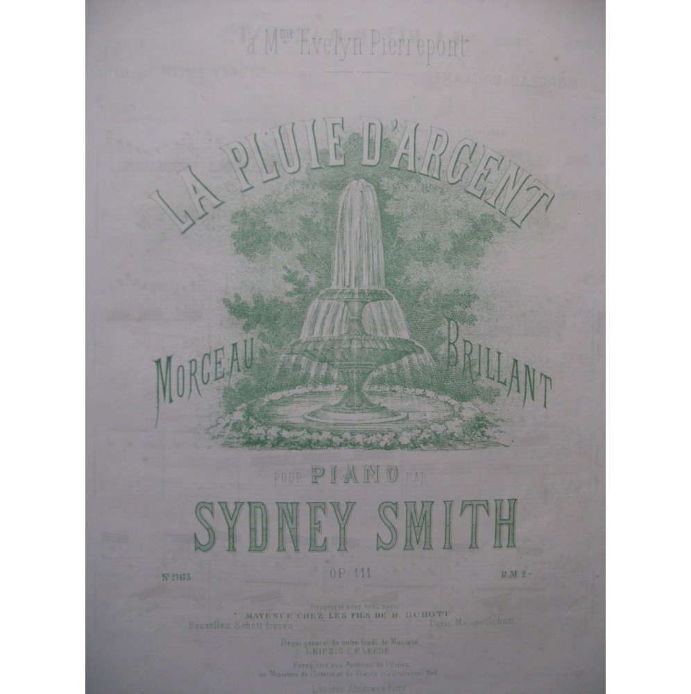 SMITH Sydney La Pluie d'Argent Piano ca1875