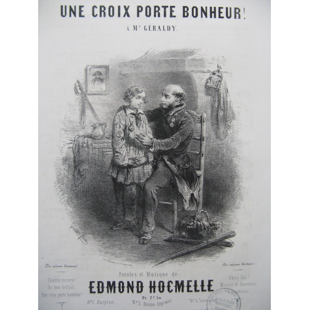 HOCMELLE Edmond La Croix Porte Bonheur Chant Piano ca1850
