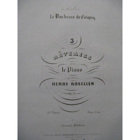 ROSELLEN Henri Trois Rêveries Piano ca1847