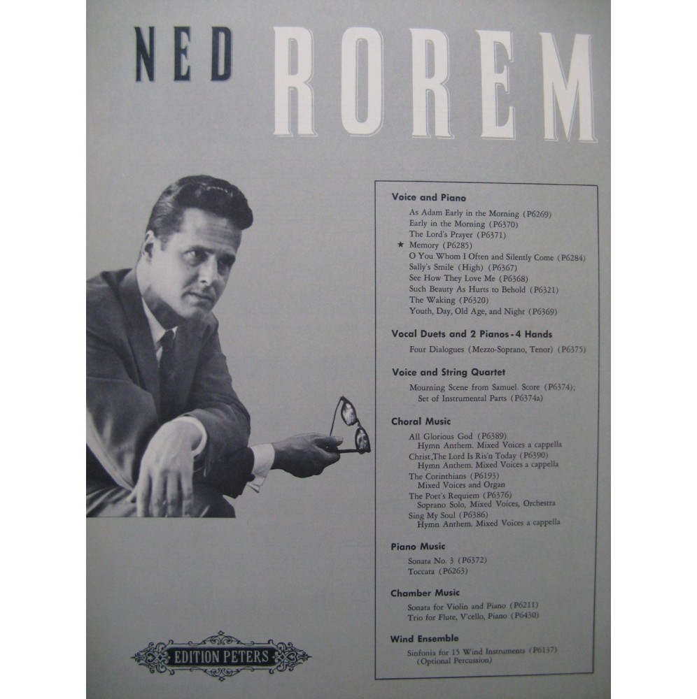 ROREM Ned Memory Chant Piano 1961