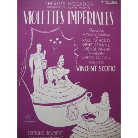 SCOTTO Vincent Violettes Impériales 1er Recueil Chant Piano 1948