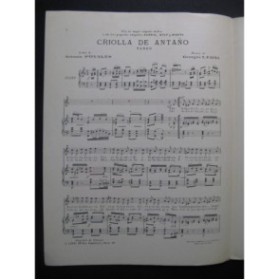 LÉONI Georges Criolla De Antaño Tango Chant Piano 1929
