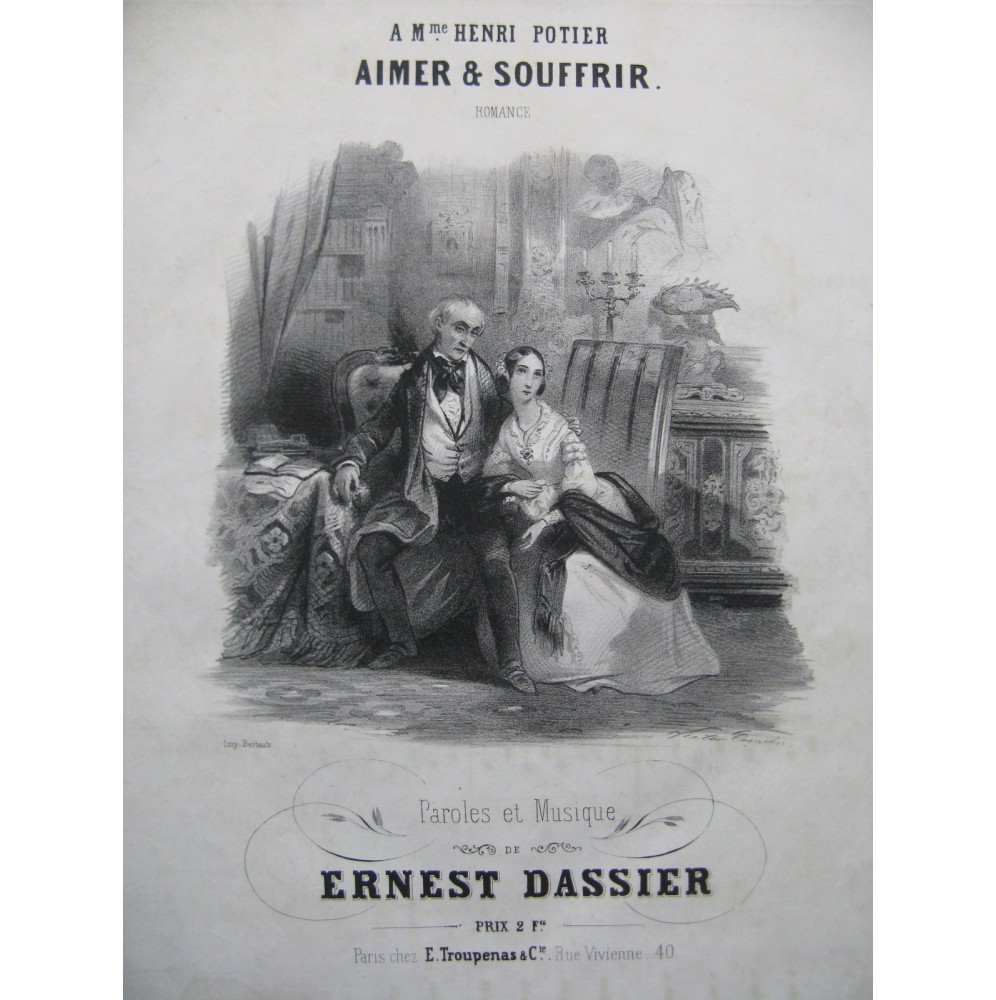 DASSIER Ernest Aimer et Souffrir Chant Piano ca1840