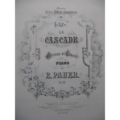 PAUER Ernst La Cascade Piano ca1860