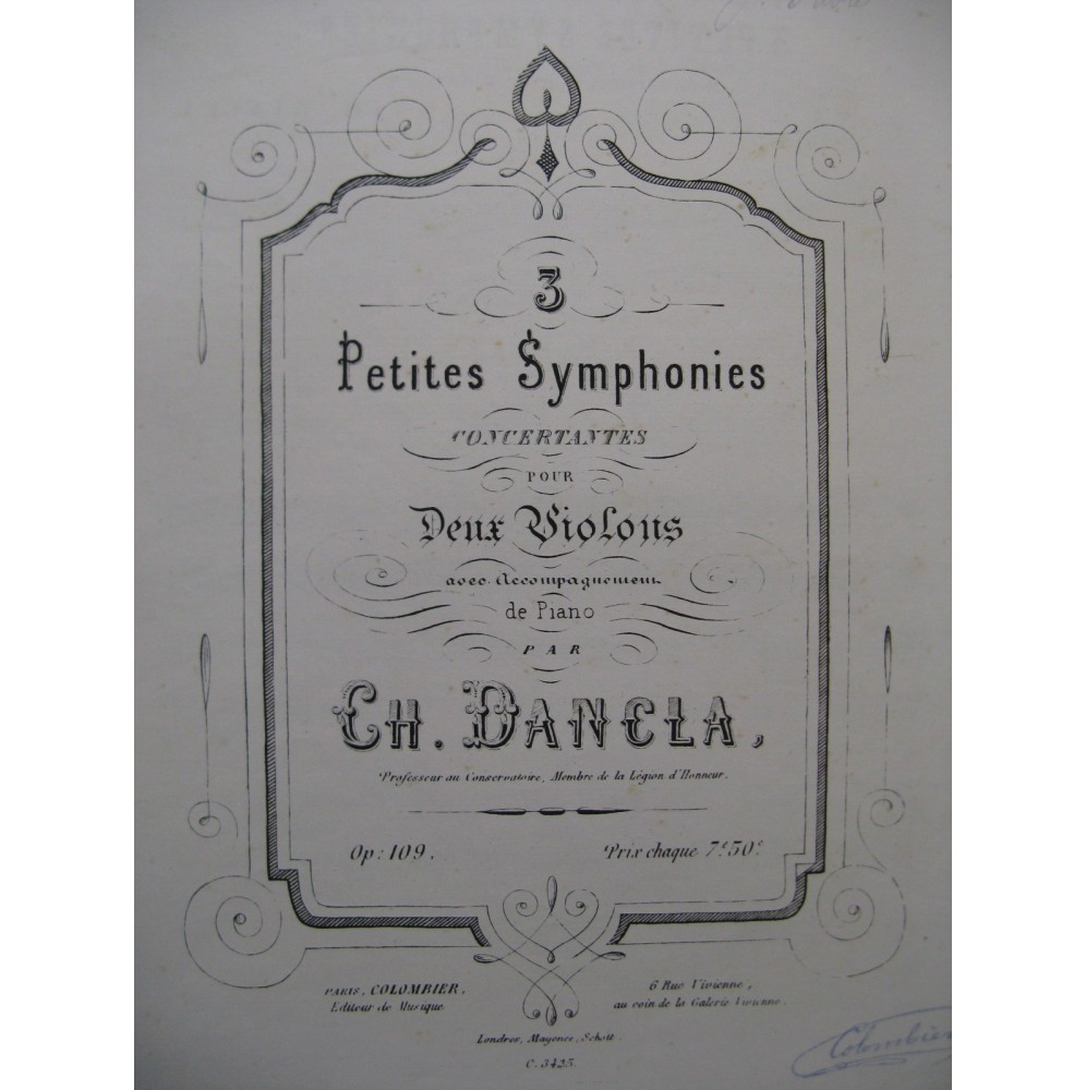 DANCLA Charles Petite Symphonie No 2 Piano 2 Violons ca1870
