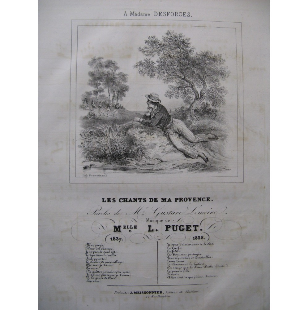PUGET Loïsa Les Chants de ma Provence Chant Piano 1838