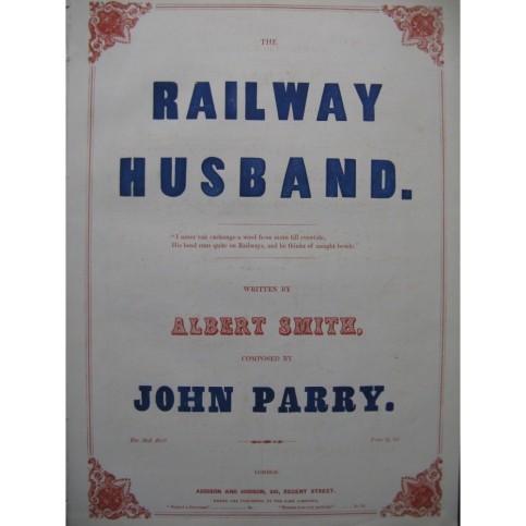 PARRY John The Railway Husband Chant Piano XIXe siècle