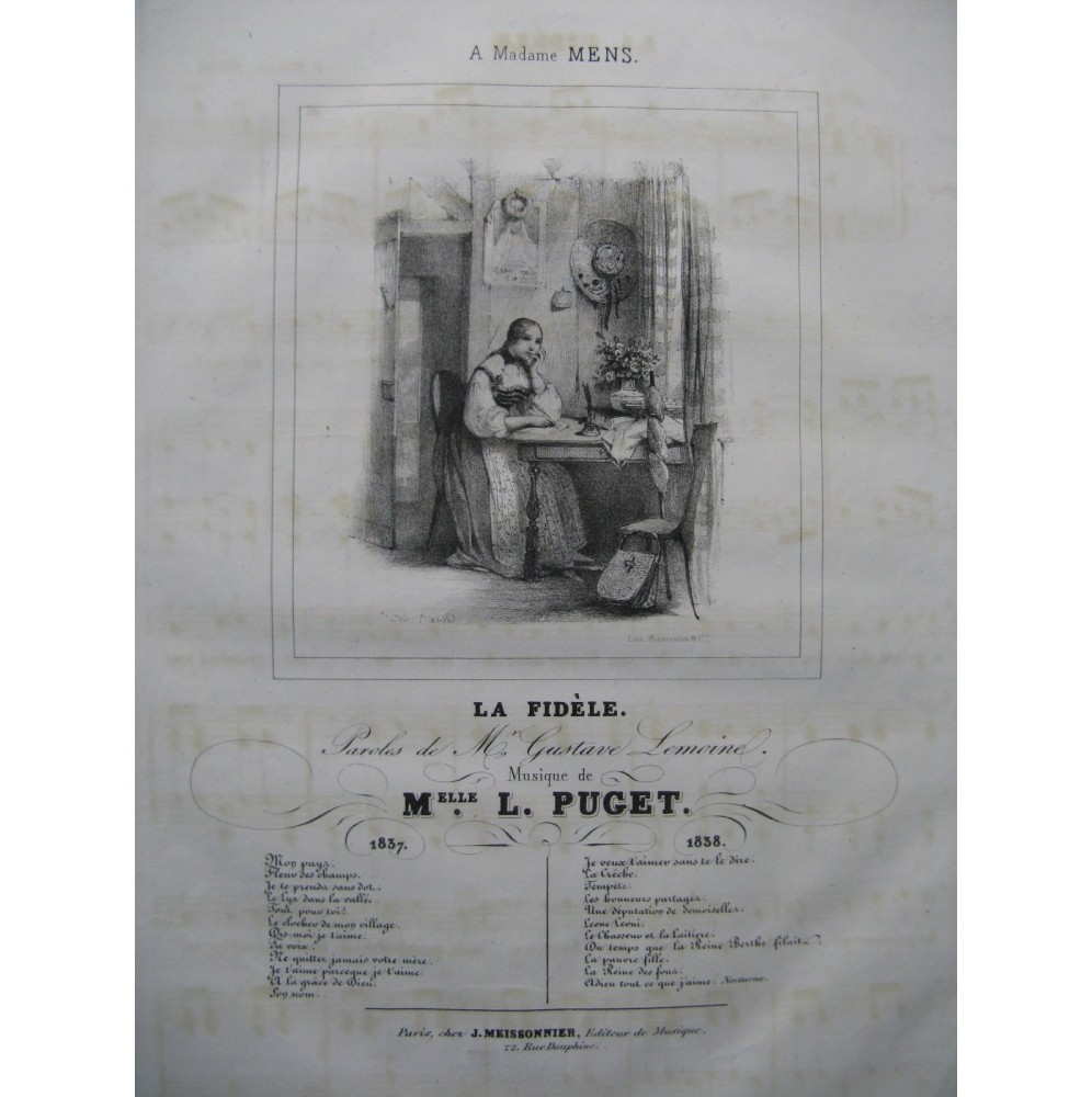 PUGET Loïsa La Fidèle Chant Piano 1838
