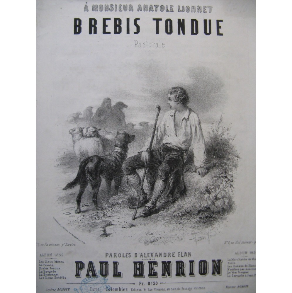 HENRION Paul Brebis Tondue Chant Piano 1852