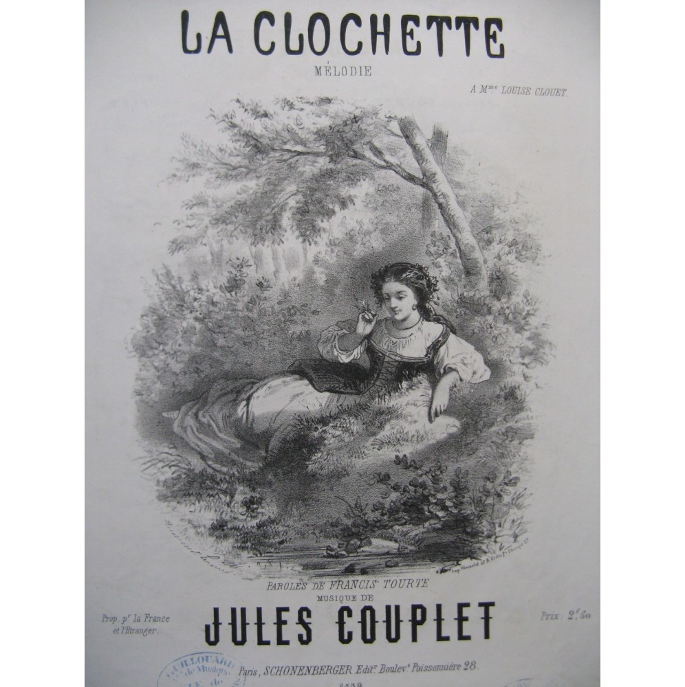 COUPLET Jules La Clochette Chant Piano ca1860