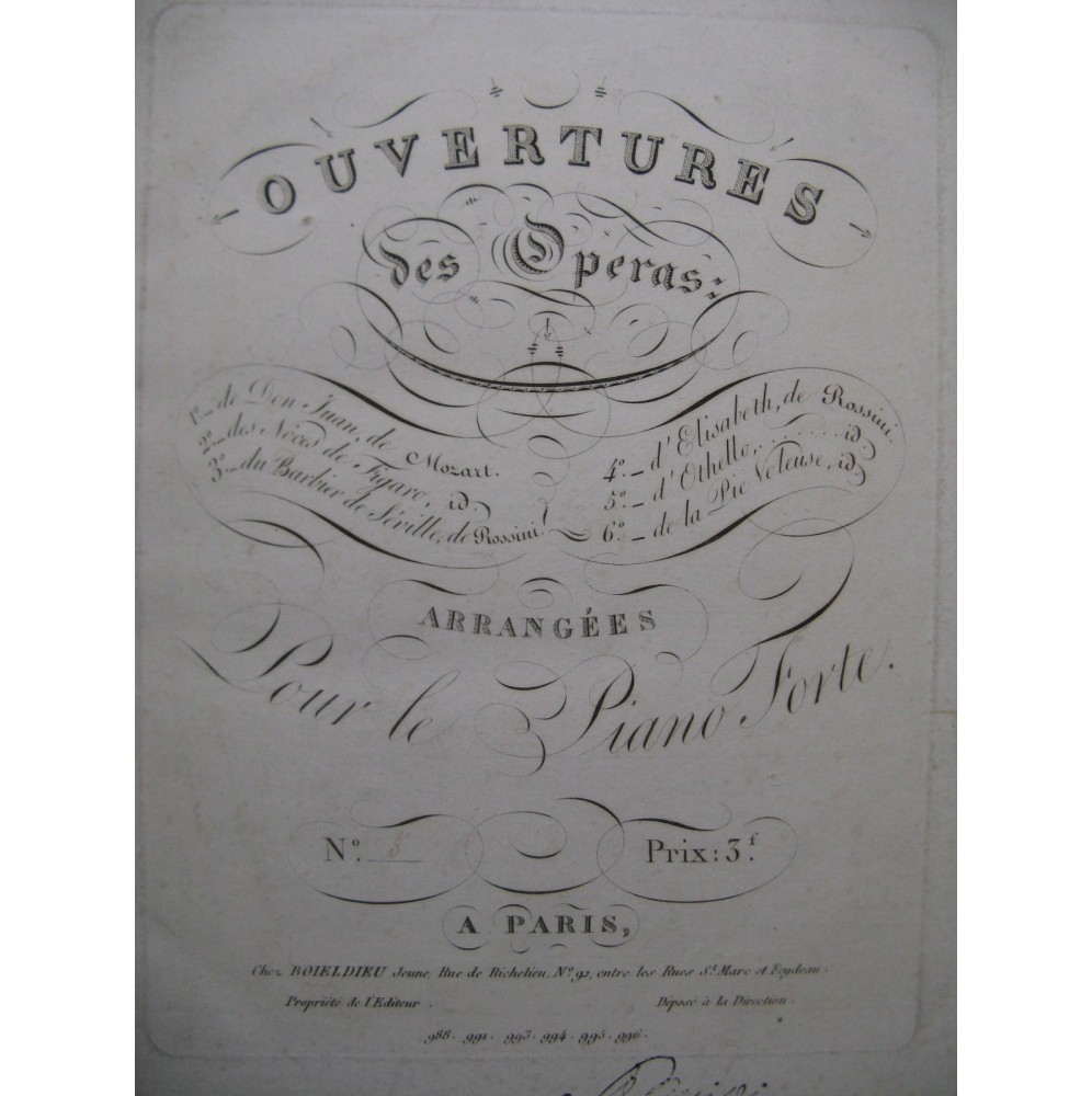 ROSSINI G. Othello Ouverture Piano ca1820