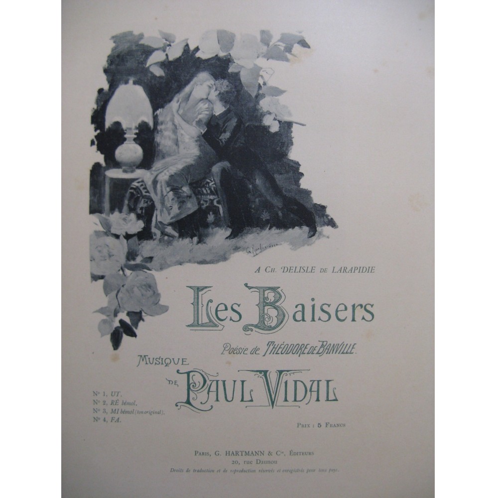 VIDAL Paul Les Baisers Chant Piano ca1890