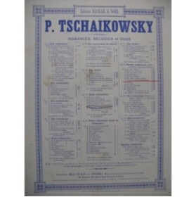 TSCHAÏKOWSKY Piotr Chanson de la Bohémienne Chant Piano ca1897