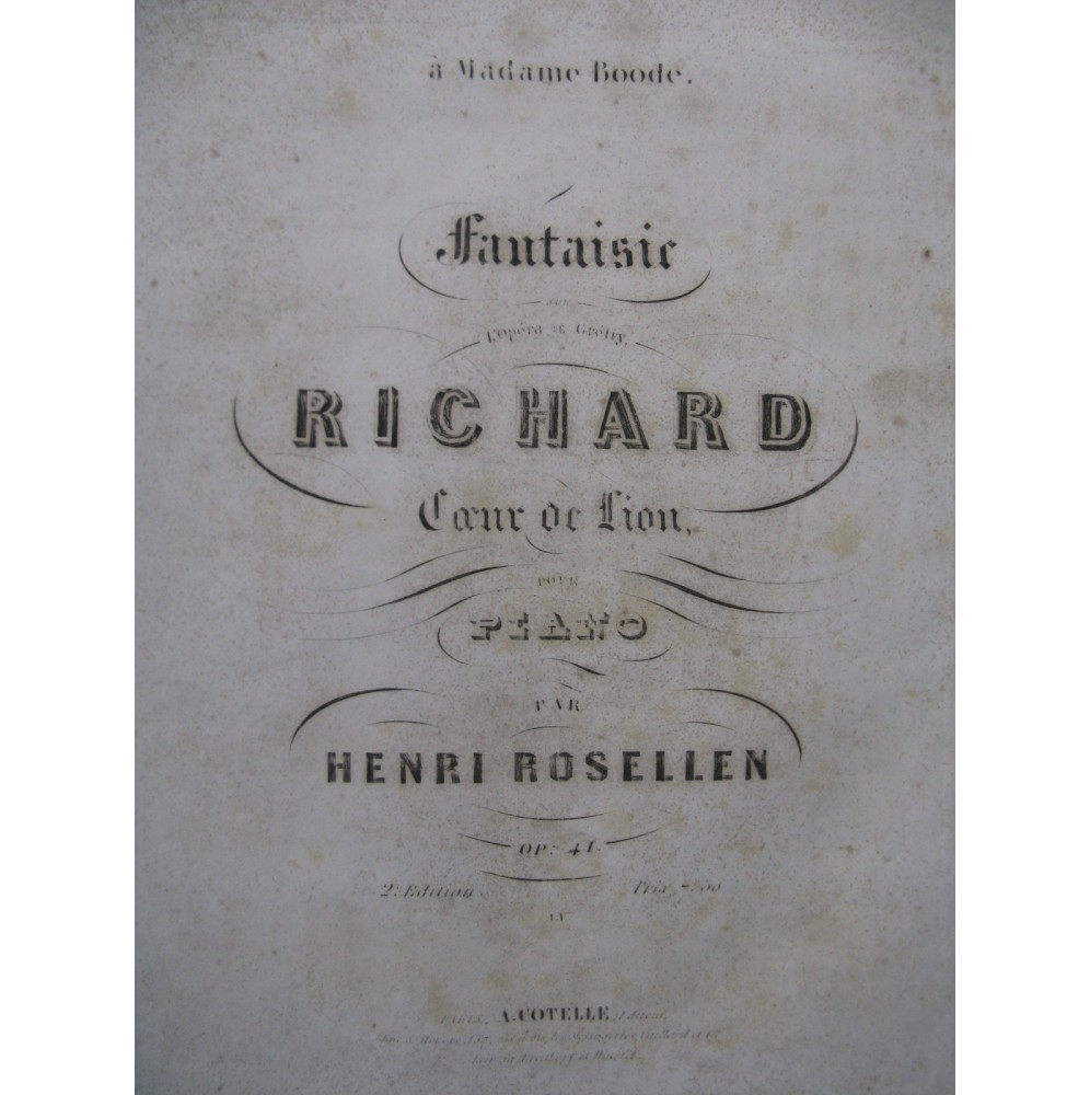 ROSELLEN Henri Fantaisie Brillante Piano XIXe siècle