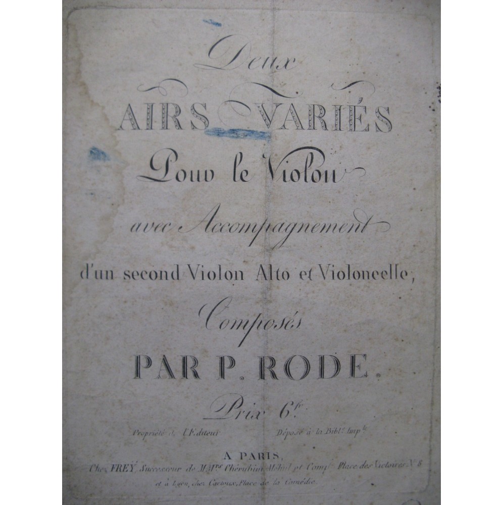 RODE Pierre Deux Airs variés Violon ca1820