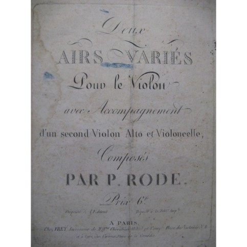 RODE Pierre Deux Airs variés Violon ca1820
