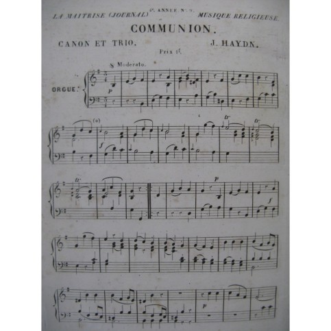 HAYDN Joseph Communion Canon et Trio Orgue XIXe