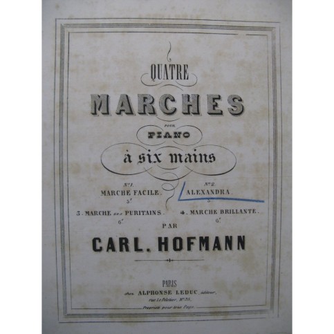 HOFMANN Carl Alexandre Marche Piano 6 mains ca1867