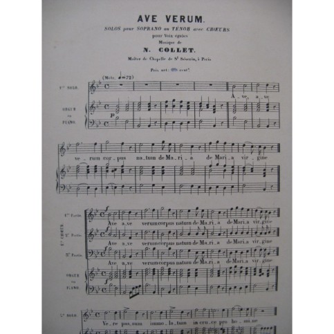 COLLET N. Ave Verum Chant Piano ou Orgue
