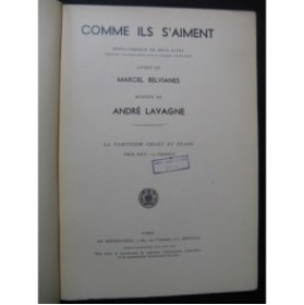 LAVAGNE André Comme ils s'aiment Chant Piano 1941