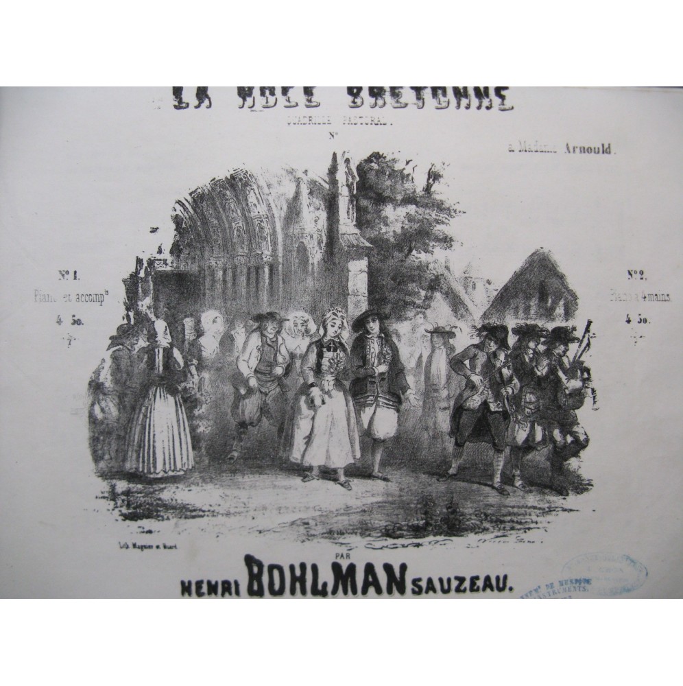 BOHLMAN SAUZEAU Henri La Noce Bretonne Piano ca1850