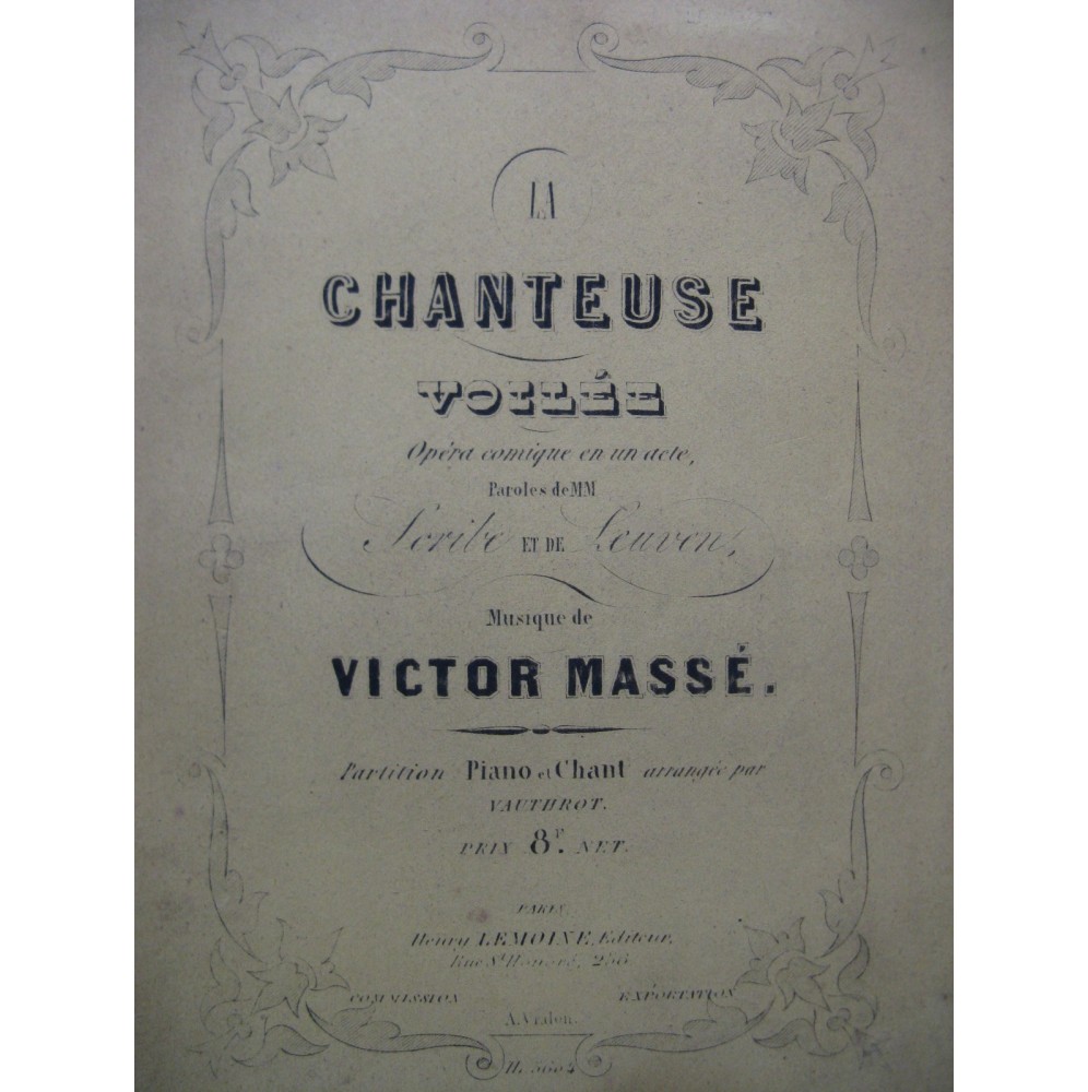 MASSÉ Victor La Chanteuse Voilée Opéra Chant Piano ca1860