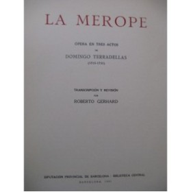 TERRADELLAS Domingo La Merope Opéra Chant Orchestre 1951