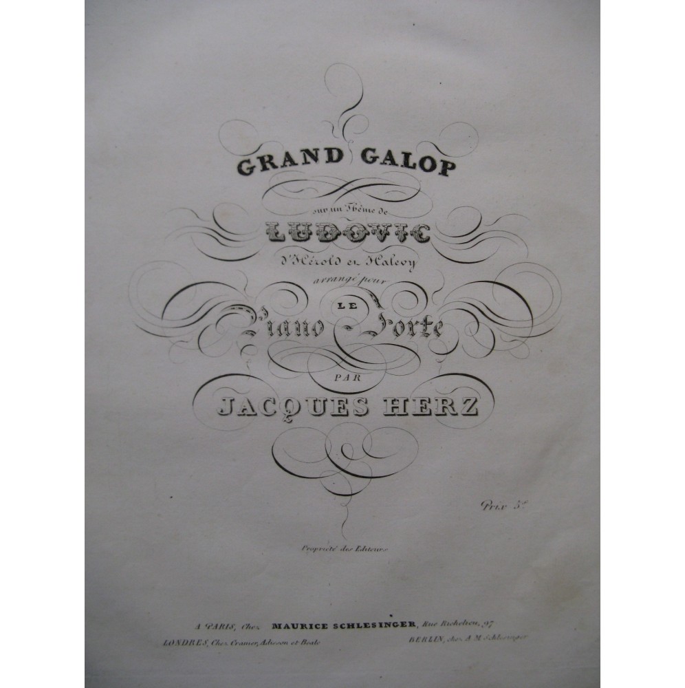 HERZ Jacques Grand Galop Piano ca1834